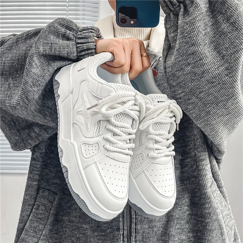 

Men's Casual Shoes Spring Original Versatile Waterproof Leather Surface Heightening White Board Shoes Sporty Trendy
