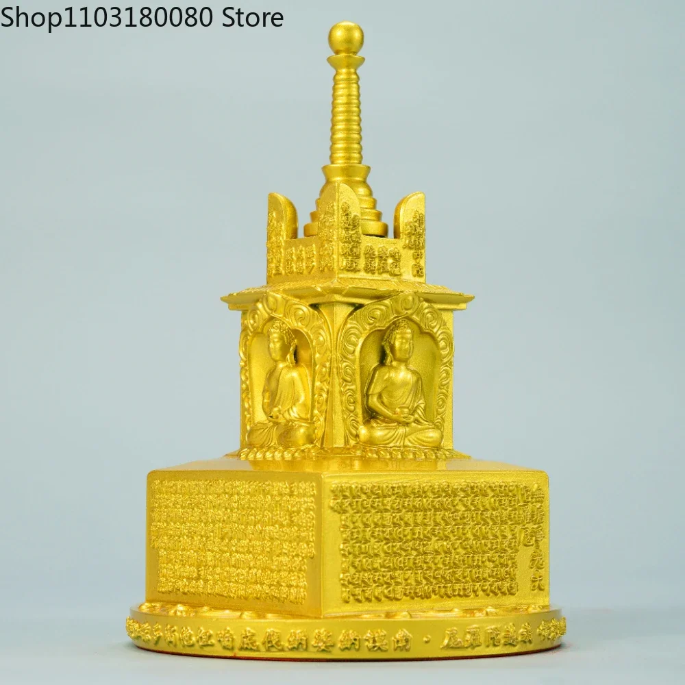 

Copper No Dirt Clean Light Dharani Sutra Stupa statue Brass Sarira Dagoba sculpture,31cm,20cm