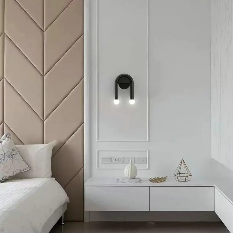 Lampada da parete nordica in ferro semplice, lampada da parete a forma di U dal design moderno e creativo, adatta per camera da letto, soggiorno, corridoio YX564GW