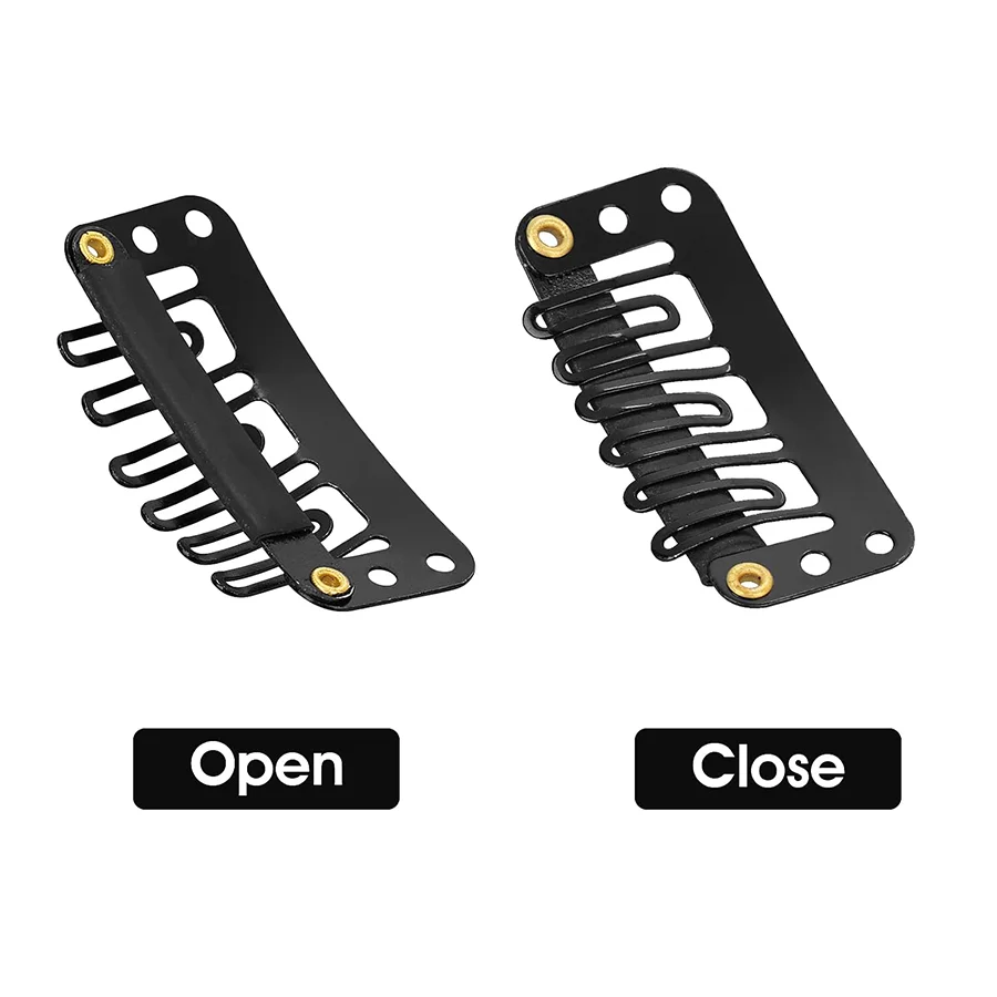 50PCS/100pcs Metal Silicon Snap Clips for Wigs, Hair Extensions and Women's Hairpieces - 6-Teeth U-Shape (Black)