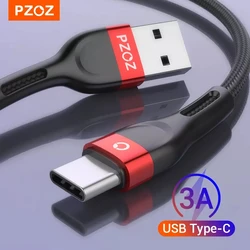 Pzoz usb tipo c cabo de carregamento rápido cabo de dados de fio usb c cabo 2m 3m para samsung s20 s21 xiaomi mi 10 11 redmi note 9 pro carregador de telefone móvel usbc typec