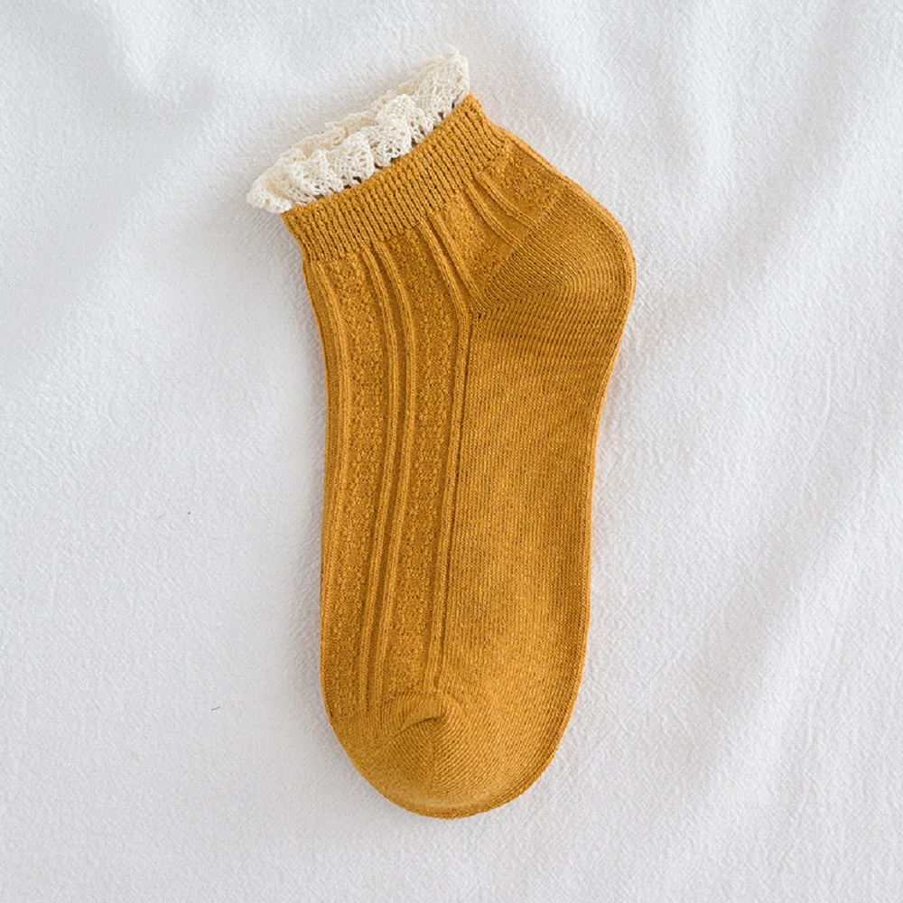 لوليتا الأميرة مضحك لطيف الحلو قصيرة الصلبة لون الحلوى الدانتيل الجوارب الجوارب القطنية الجوارب الكشكشة النساء الجوارب #1