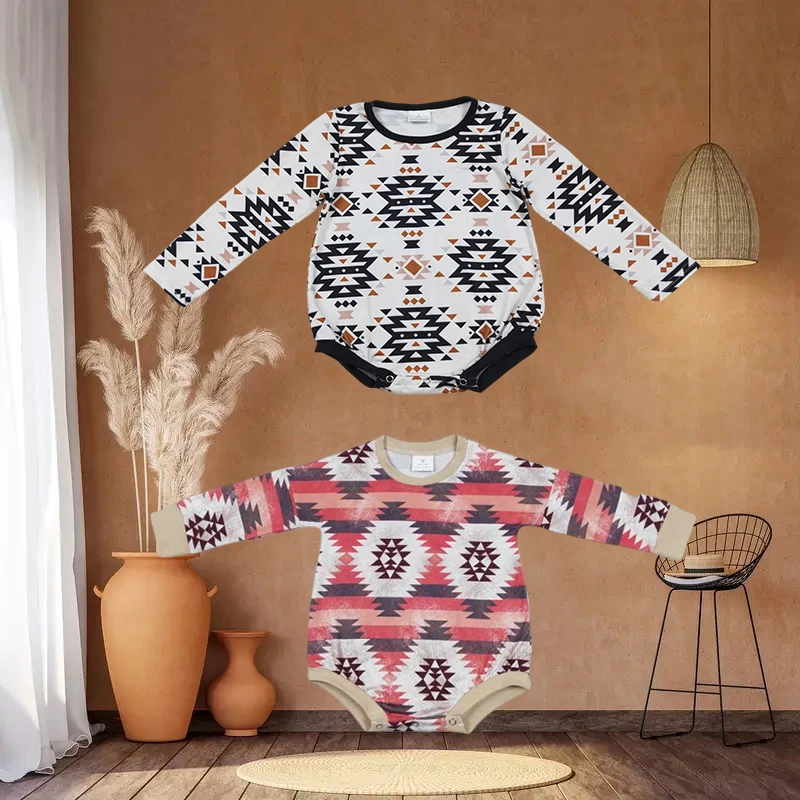 

C8.20 оптовая продажа, осенний бутик в западном стиле, детские комбинезоны с длинными рукавами в стиле ацтеков и мальчиков для новорожденных мальчиков