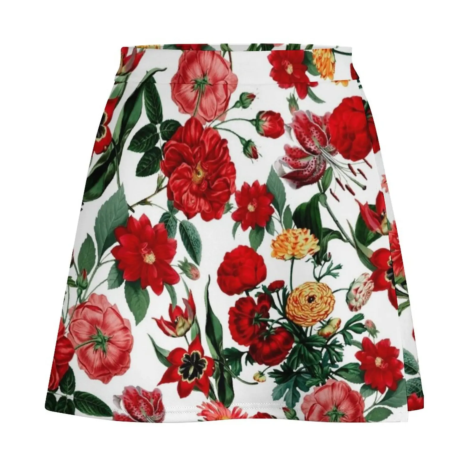 Botanical Garden on White Mini Skirt korean style women clothing skirts Mini Skirt