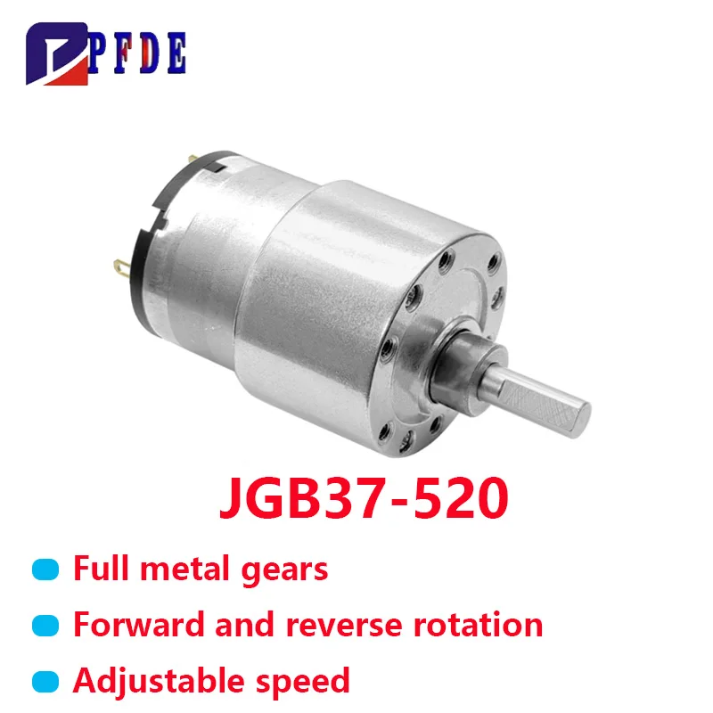 JGB37-520 12V 24V High Torque All Metal Gear Box Electric Motor High Speed Reversible Micro Speed Adjustable CW CCW GEARMOTOR