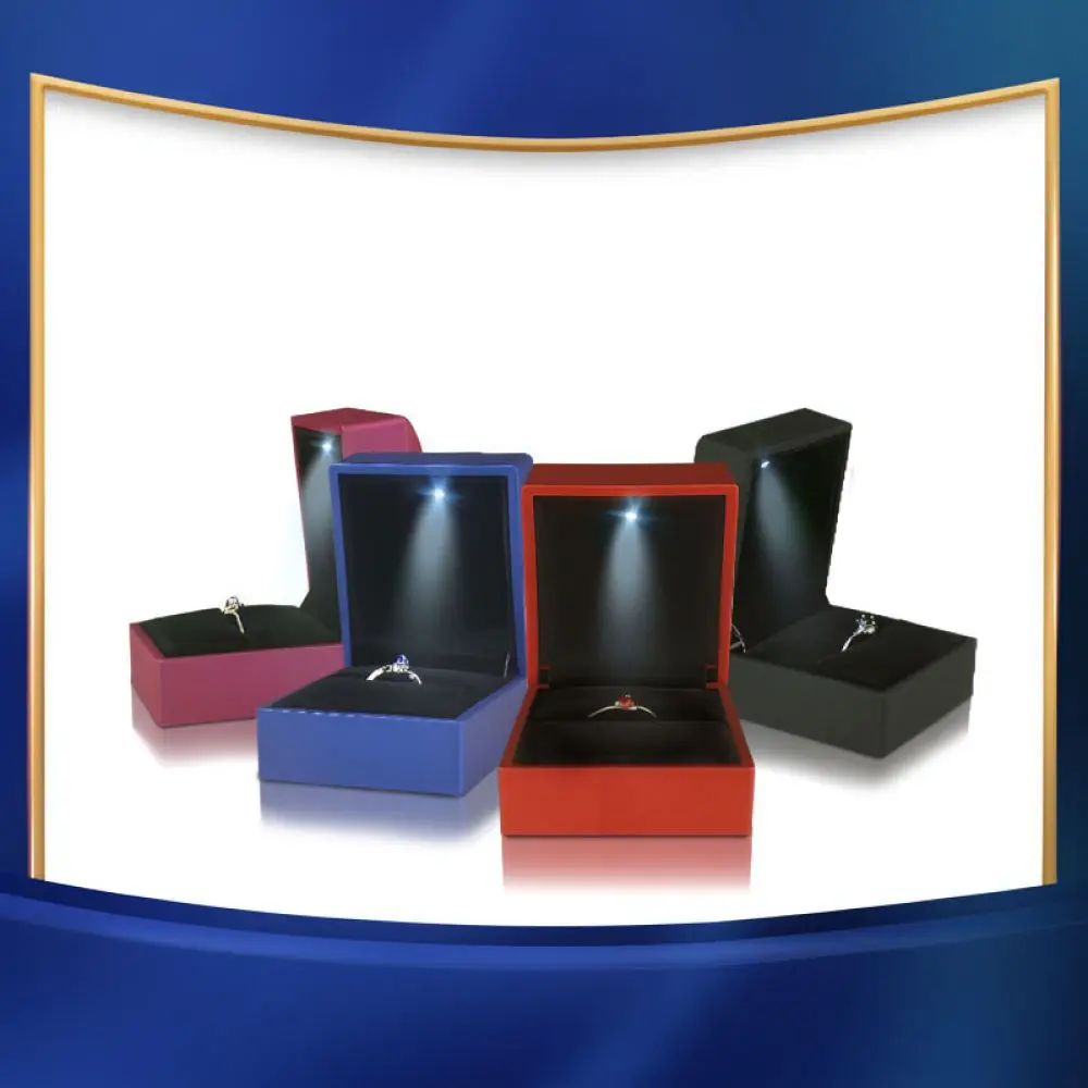 High Quality LED Ring Box Jewelry Storage Case Illuminated Velvet Lining For Engagement Wedding Proposal Gift Organizer