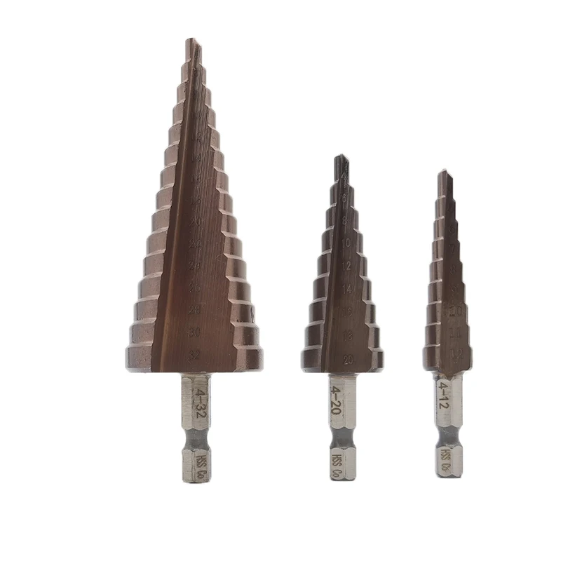 M35 5% Cobalt Step Drill Bit 4-12 4-20 4-32mm HSS-CO High Speed Steel Cone Metal Drill Bit Tool Hole Cutter for Stainless Steel