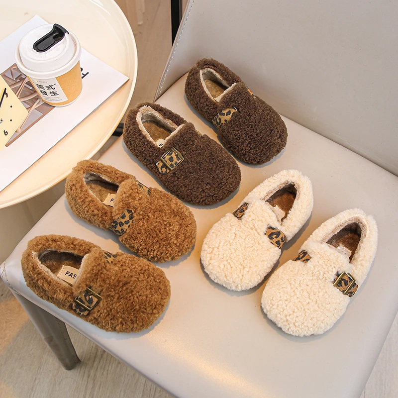 Girls Cozy Plush Casual Shoes 2026 New Winter Toddler Warm-lined Walking Shoes Non-slip Trendy Comfort School Outdoor Daily Wear
