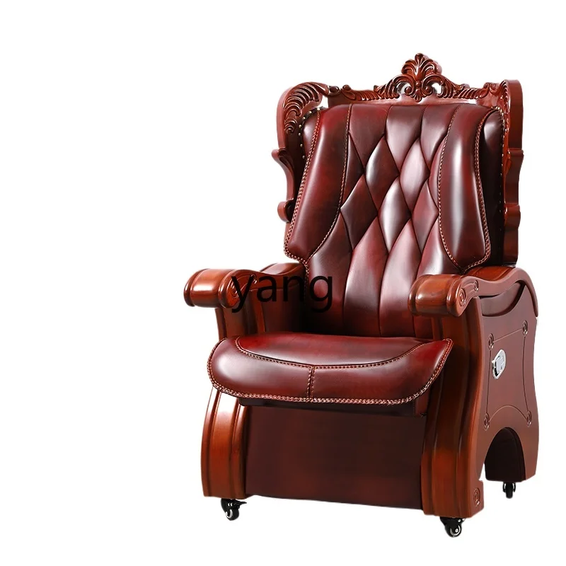 L'm'm Household Executive Chair Reclinable First Layer Leather Belt Massage President Office Universal Chair