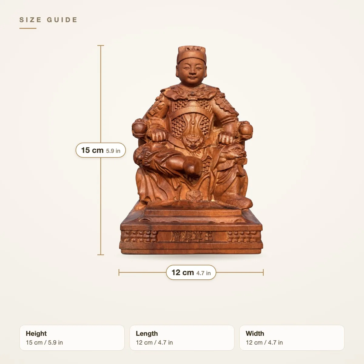 Hand-Carved Thunder Struck Jujube Wood Guangze Zunwang Figurine Taoist Deity Pocket Shrine Home Living Room Decor Gift