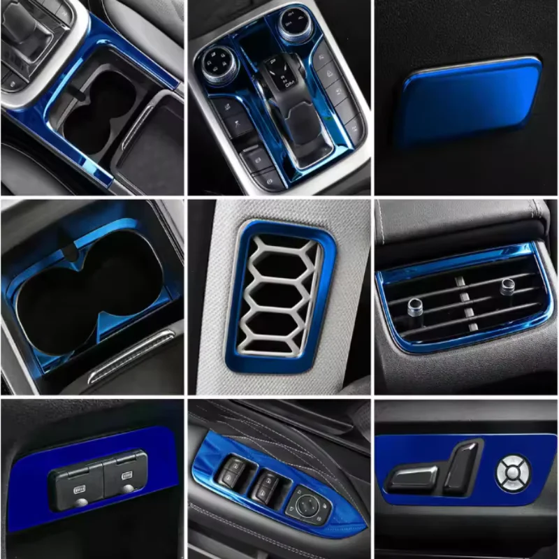 

For GWM Tank 300 2021-2024 Accessories Blue Decor Center Console Dashboard Seat Storage Box Inner Handle Air Outlet Cover Trim