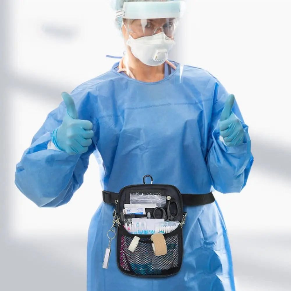 حزام قابل للتعديل ممرضة حزمة مراوح متعددة جيب مقاومة للاهتراء ممرضة حقيبة كروسبودي سعة كبيرة ممرضة الخصر الحقيبة في الهواء الطلق