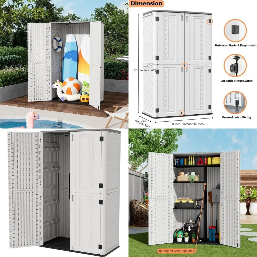 

Resin Outdoor Storage Shed, 67 Cu.t Veal Resin Tool 4x6 T Cabinet w/o Shel or Garden, Patio, Backyard, All-Weather Outdoor Plast