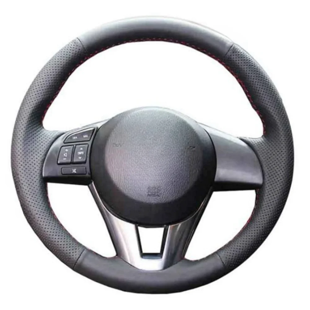 

Black Car Steering Wheel Cover DIY Microfiber Leather For Mazda CX-5 CX5 6 Atenza 2014 New Mazda 3 CX-3 Scion Auto Accessories