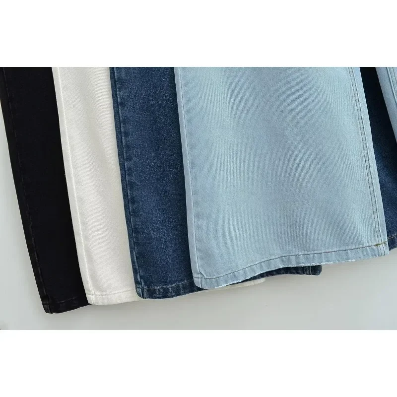 Ladies Comfy Relaxtion Loose Flare Jeans Low Waist Full Length Women\'s Wide Leg Denim Pants Baggy Pants High Street Women Jeans