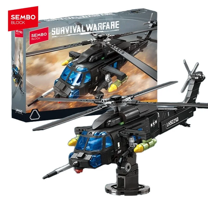 SEMBO BLOCK UH-60 Utility Helicopter Airplane Assembly Building Blocks MOC Military Aircraft Model Bricks Holiday/ Birthday Gift