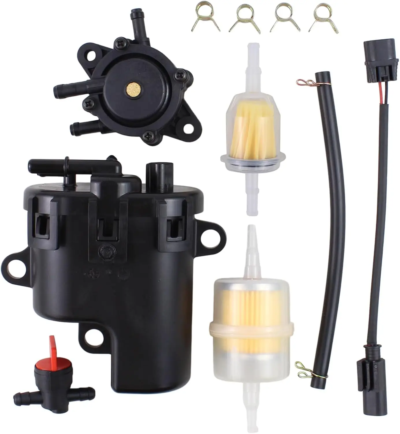 Fuel Pump Module with Filter Shut Off Valve Oil Hose Clips for Motorcycle ATV Scooter UTV Engine Fuel System Replacement Parts