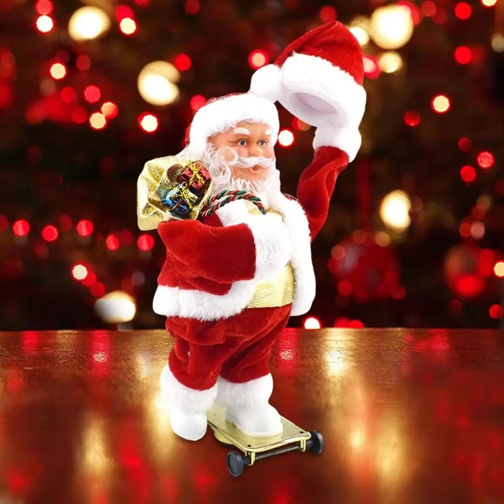 Carton Musical Electric Santa Toys Slides Skateboard Swing Hat Christmas Dolls Twisted Dancing Santa Claus Toys Office view 2