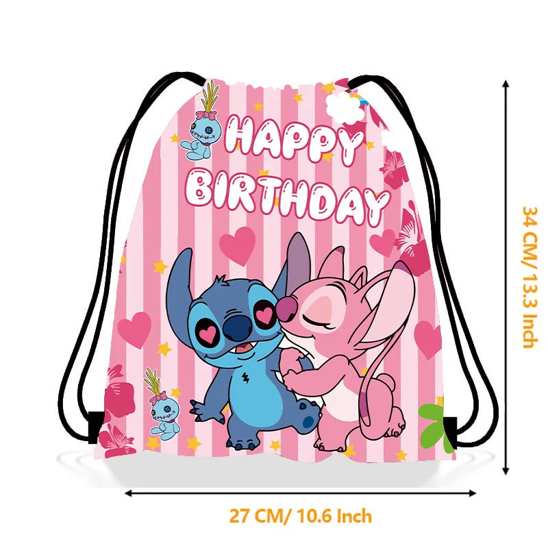 NUOVO Disney Anime LiloStitch Zaino Stitch Tasche con coulisse Borse da viaggio sportive Festa di compleanno per bambini Forniture per baby shower