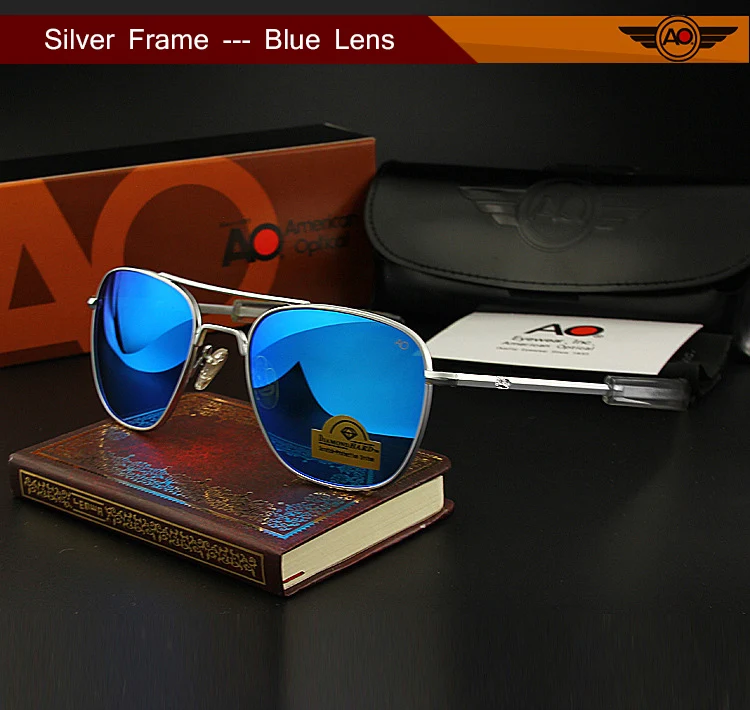 AO Sonnenbrille Mann USA Armee Militär Luftfahrt Pilot Sonnenbrille Glaslinse Frau Luxusmarke Retro Titan Rahmen Hohe Qualität – Detail 13