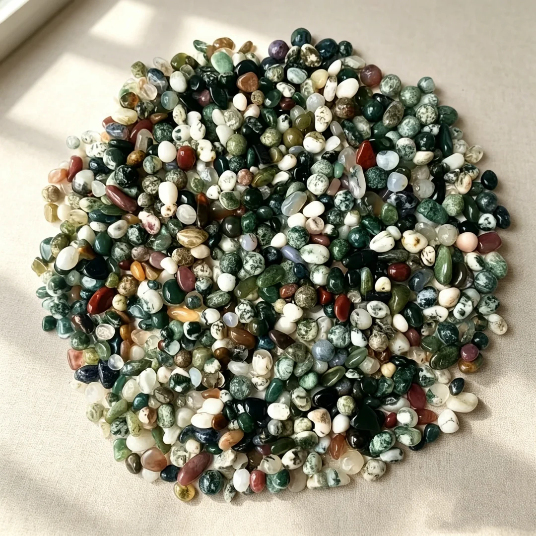 Moss Agate Crushed Stone, Home Decor Stone, Decorative Gift, for Planter And Aquarium Decoration, Holiday Decorative Gift