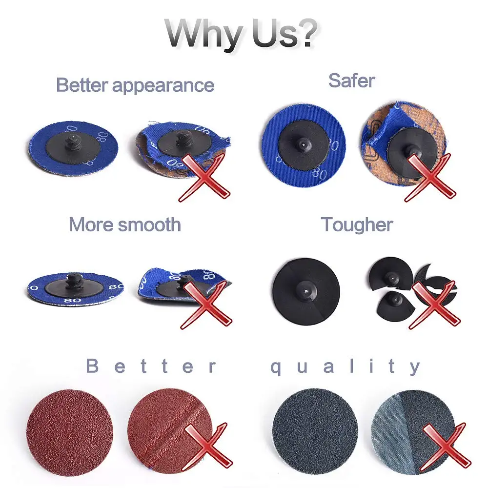 10 Pcs 3 Inch Quick Change Disc Set Lock Sanding Disc for Surface Prep Strip Grind Polish Finish Burr Rust Paint Removal