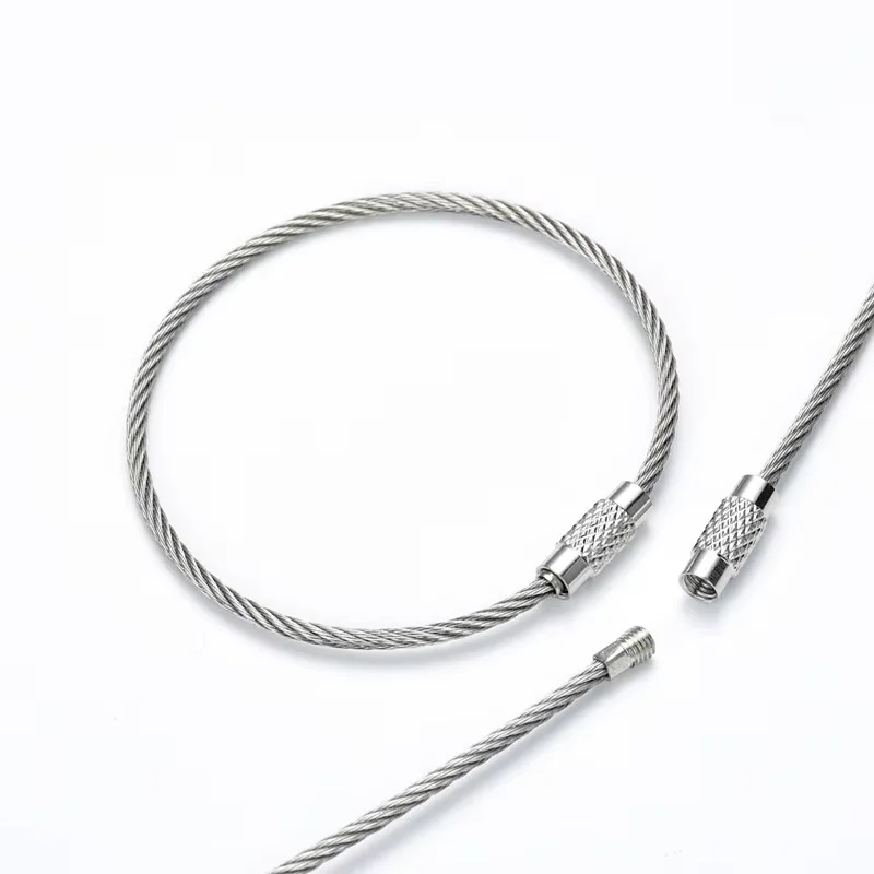 3.5cm~20cm 304 Stainless Steel Wire Rope Ring Keychain Wire Ring Keychain Ring Camp Hanging Tool