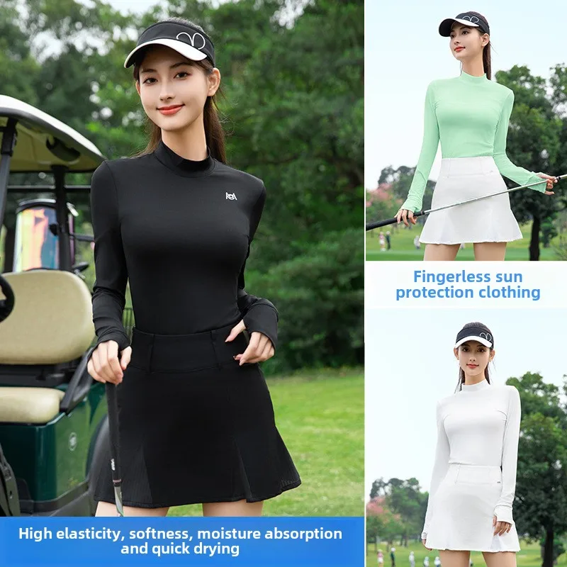 

Pgm Golf женская весенне-летняя футболка с защитой от солнца и длинными рукавами с высоким воротником, женская нижняя рубашка, одежда YF783