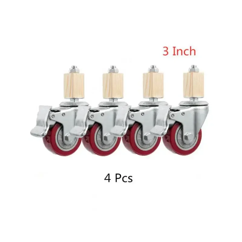 4 Packs 2 Inch Caster 30mm Square Tube Stainless Steel Furniture With Brake Universal Wheel