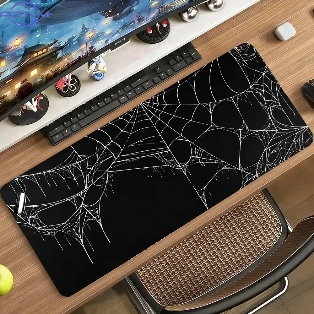 Black Dark Lace Texture Mouse Pad Desk Mat Large Size Non Slip Rubber Base Smooth Cloth Surface For Office Home Desk Decor
