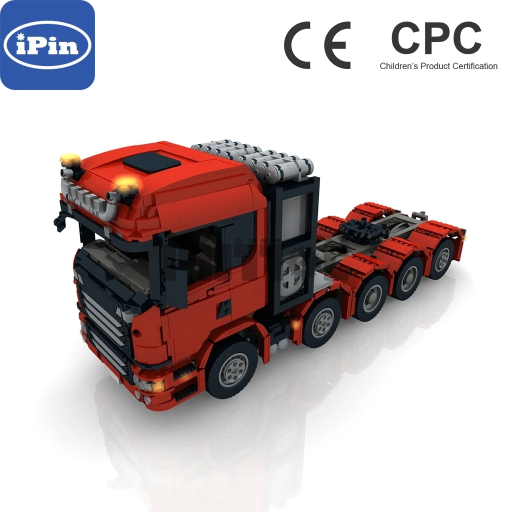 Moc-37157 Scania รถบรรทุกวิศวกรรม10x4 3958ชิ้นคำอธิบายทางอิเล็กทรอนิกส์ตัวต่อประกอบเทคโนโลยี