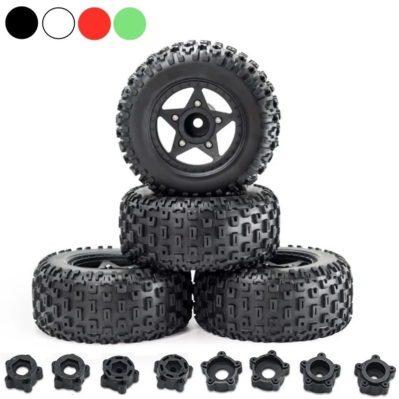 4Pcs 109mm 1/8 1/10 Short Course Truck Tire with 12mm 14mm 17mm Wheel Hex for TRAXXAS Slash ARRMA SENTON Vkar SCTX10 HPI RC Car