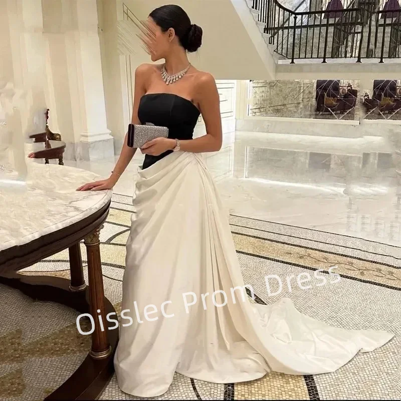 

Oisslec Sexy Saudi Arabia Women Prom Dressess A-Line Evening Dress Strapless Formal Sleeveless GownPleat 2024فساتين سهره فاخره