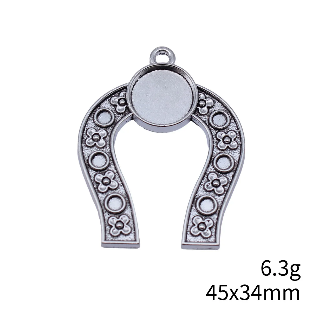 10pcs 45x34mm(1.77x1.34inch) Antique Silver Color Flower Horseshoe Charms Pendants DIY Jewelry Making Accessories