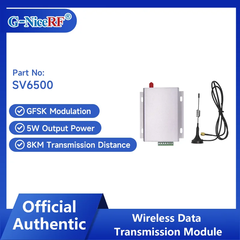 G-NiceRF | 2 Sets SV6500 433/470/868/915 MHz 5W RF Mdulator High Power Long-Distance Range TTL / RS232 / RS485 Interface