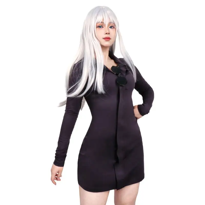 Wenham Frauen uns Größe Gojo Satoru Cosplay Kostüm dehnbare Uniform Anzug Party Outfit lila Kleid mit Brille für Halloween