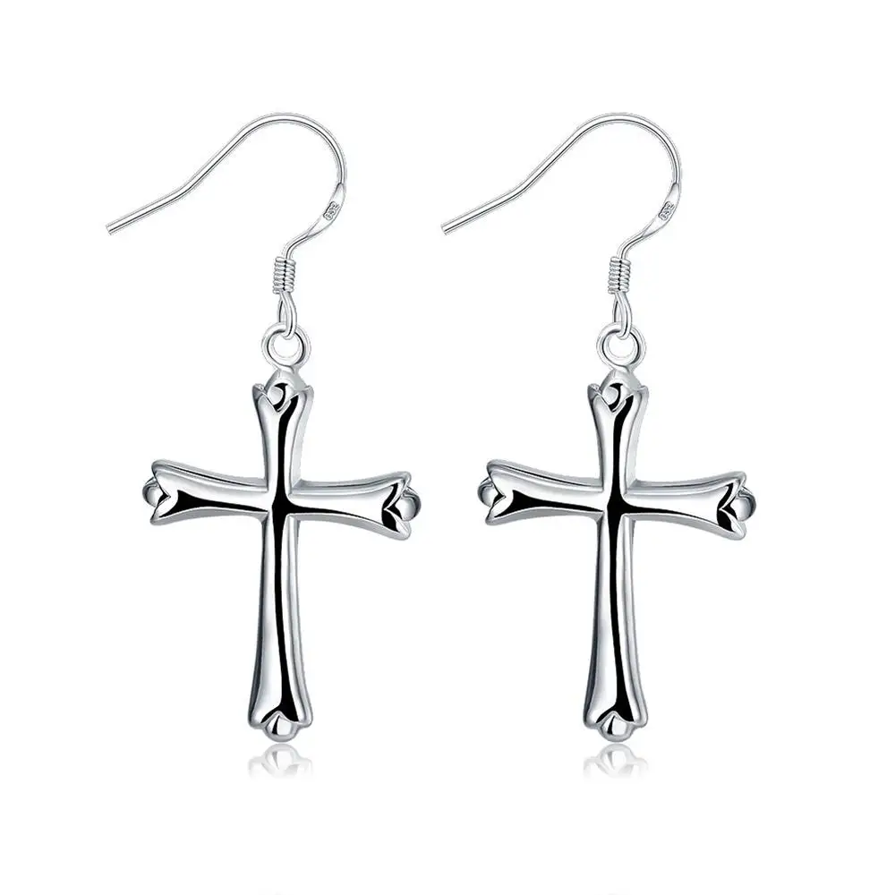 High Quality Pure 925 Sterling Silver Earrings For Women Jewelry Trend Cross Earrings Wedding Trendsetter Christmas Gifts