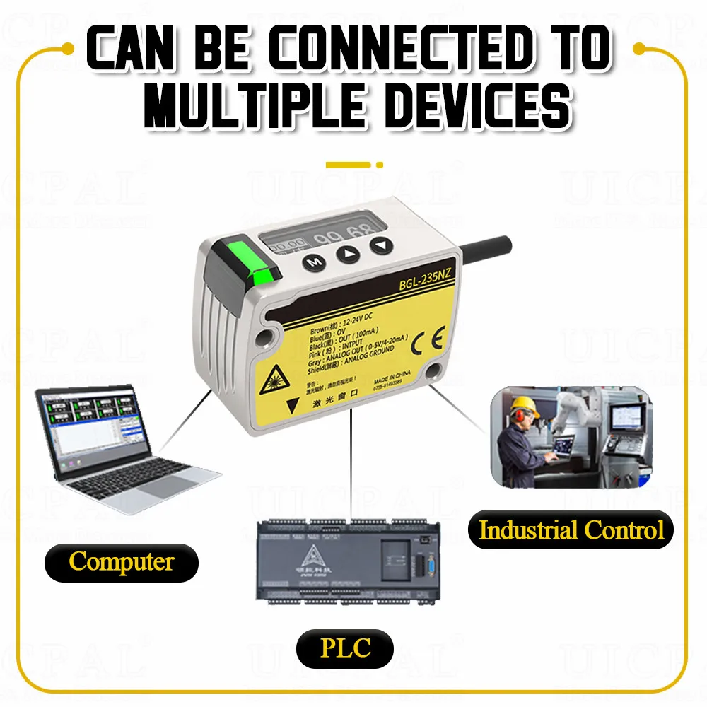 Laser Displacement Distance Sensor Thickness Measurement Height Sensor High Precision 0.002mm Analog 485 Output Transmitter