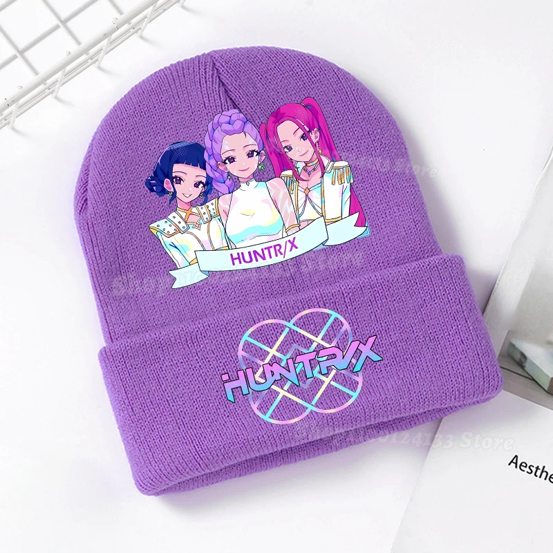 Topi Rajut Anak Demone Hunter Topi Beanie Anak Perempuan Gambar Anime Lucu Penutup Kepala Topi Rajut Hangat Jalanan Luar Ruangan Hadiah Pesta Game Y2K Kawaii