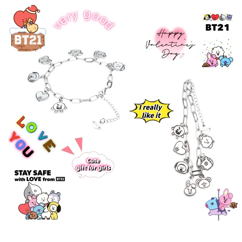 

Браслет BT21 TATA KOYA RJ COOKY CHIMMY SHOOKY MAN, мультяшный, милый, регулируемый, для девочек, модный, аксессуар для украшения