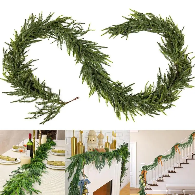 270cm Artificial Pine Tree Rattan Plants Christmas Garland Wreath Xmas Home Wedding Party Decoration Hanging Ornament