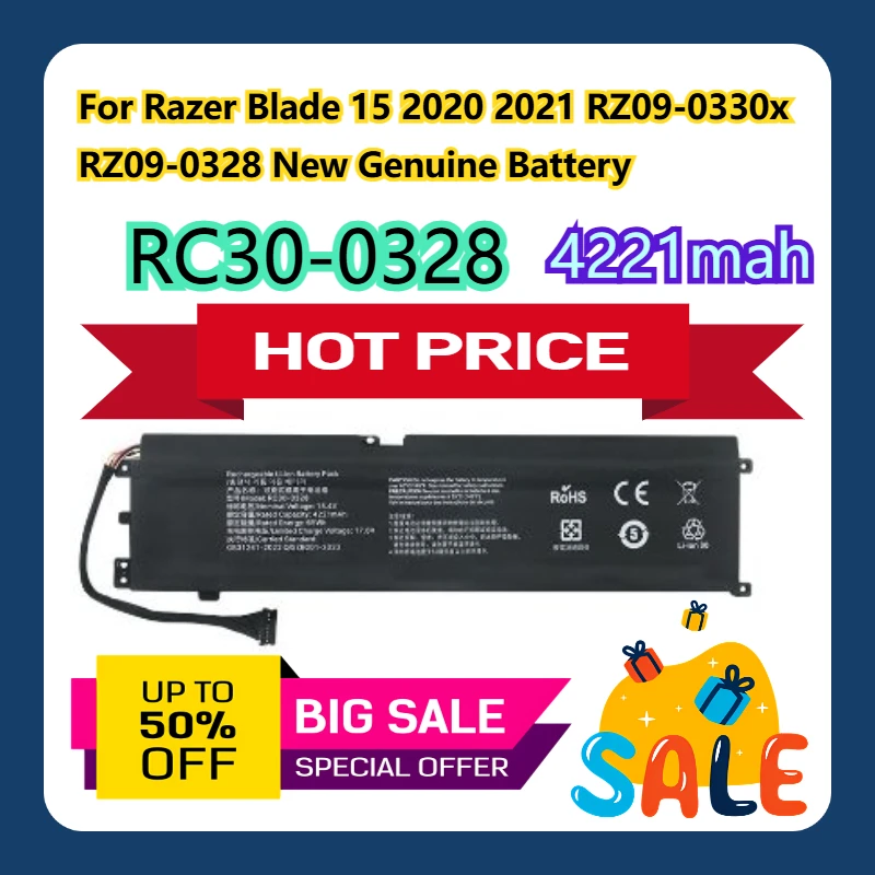 

For Razer Blade 15 2020 2021 RZ09-0330x RZ09-0328 New Genuine RC30-0328 Battery