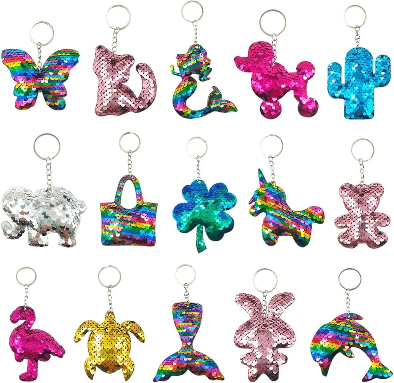 

Набор из 15 брелоков с меняющимися пайетками для девочек, сувениры для вечеринок, подвески-единороги и русалки для рюкзаков, оптовые призы для класса