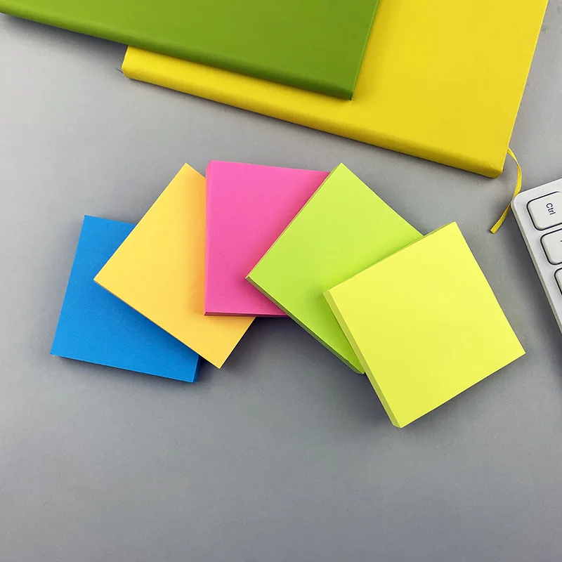 Fluorescent color convenience stickers, colored square sticky notes, rose red, yellow, blue green, strong adhesive stickers