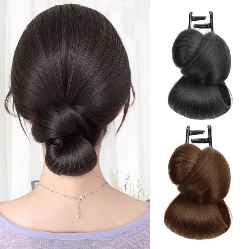 

Синтетические прически для женщин, шиньон из натуральных накладных волос, наращивание волос, зажим для волос, парик, низкая булочка для женщин и девочек, повседневная одежда