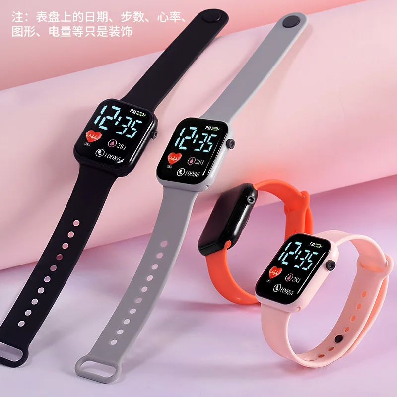 1pcs Love Digital Pink Silicone Sports LED Electronic Watch Watch  Jewelry Set to Daughter Graduation Season Gift