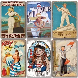 Sailor Poster Vintage Metal Plate Sailing Ship Rudder Hold Fast Retro Metal Tin Signs Sailing Club Living Room Home Wall Decor