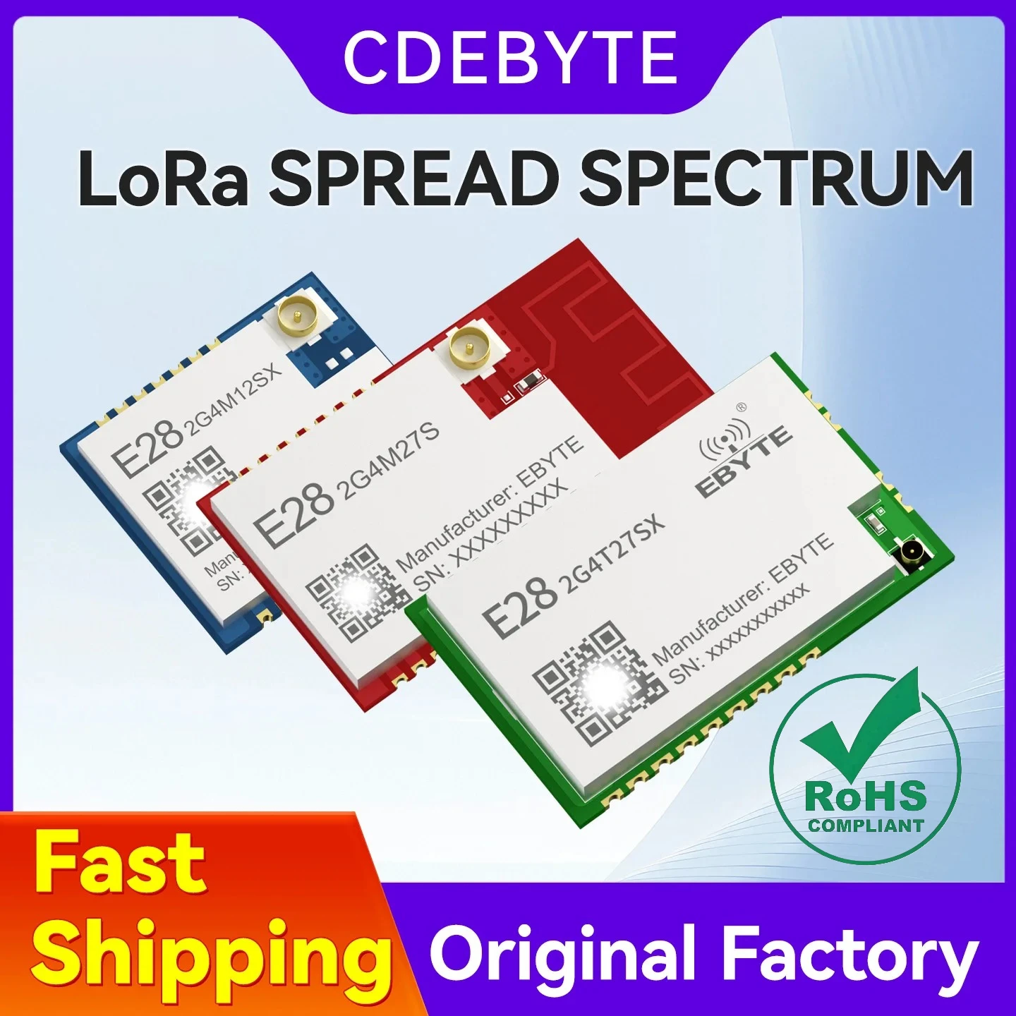 Modul Spektrum Penyebaran LoRa 2.4G SX1281 Modul RF Seri CDEBYTE E28 SPI Nirkabel 20dBm Modul SMD 6km FLRC GFSK BLE