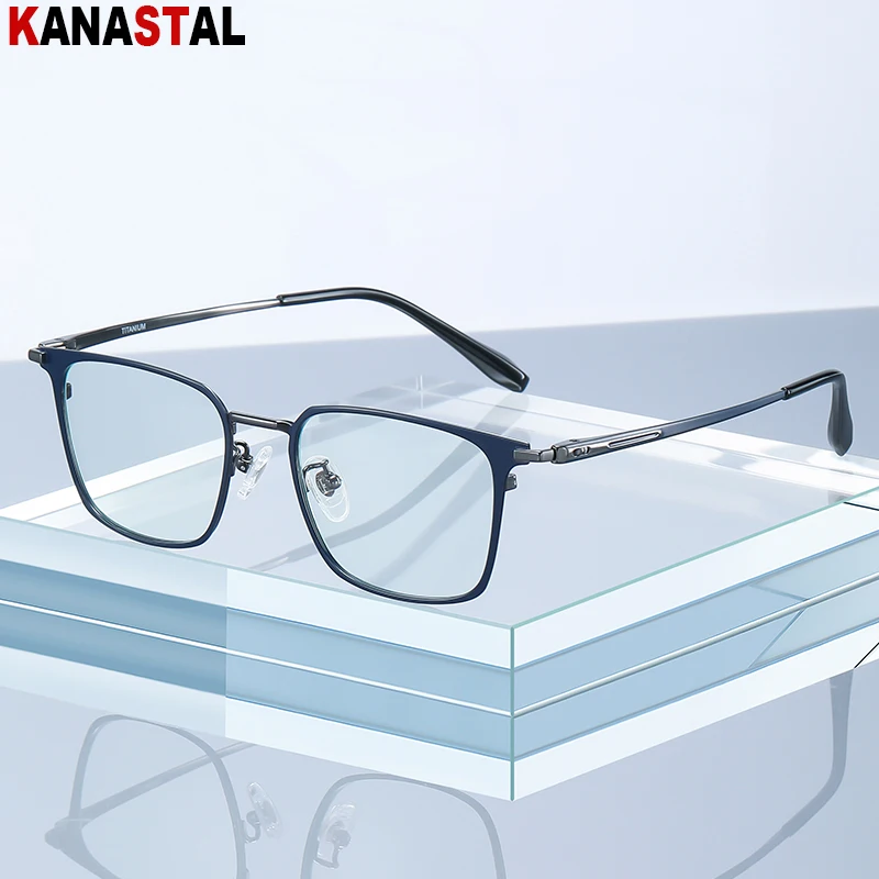 Men Optical Myopia Presbyopic Eyewear Women Blue Light Blocking CR39 Prescription Reading Glasses Pure Titanium Eyeglasses Frame