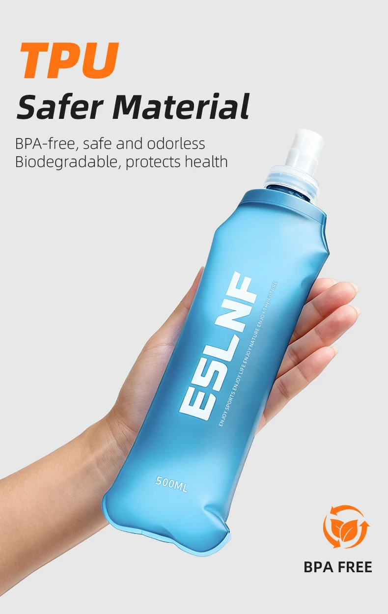 ESLNF Outdoor-Wasserbeutel, zusammenklappbar, aus Silikon, klein, für Laufen, Camping, Wandern, Reisen, praktische Wasserflasche – Detail 6